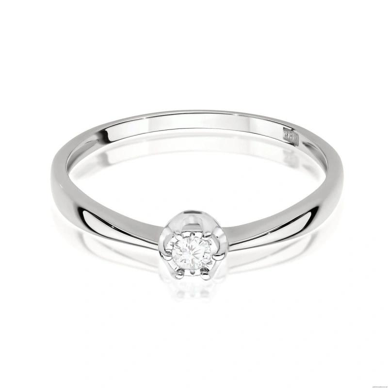 Pierścionek W0567 Diament 0,06ct białe złoto 375