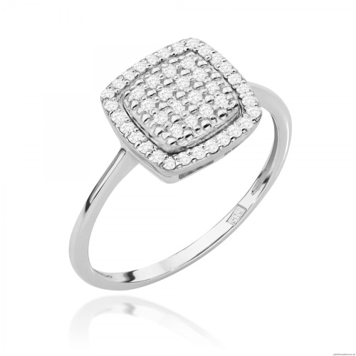 Pierścionek W0568 z diamentami białe złoto 375