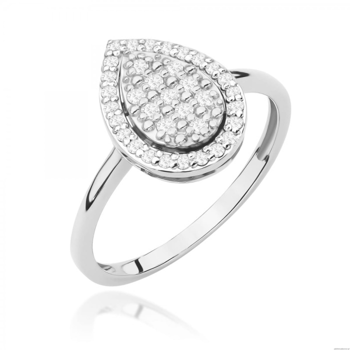 Pierścionek W0571 z diamentami białe złoto 375