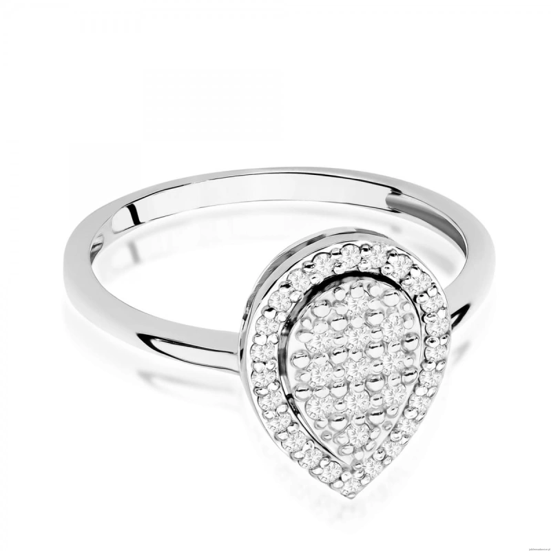 Pierścionek W0571 z diamentami białe złoto 375