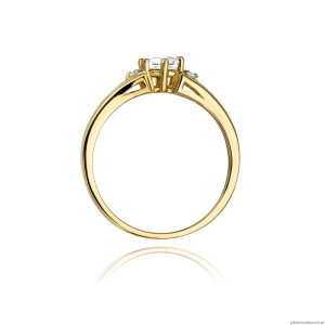 Pierścionek W0076 Biały Szafir 0,60ct żółte złoto 375