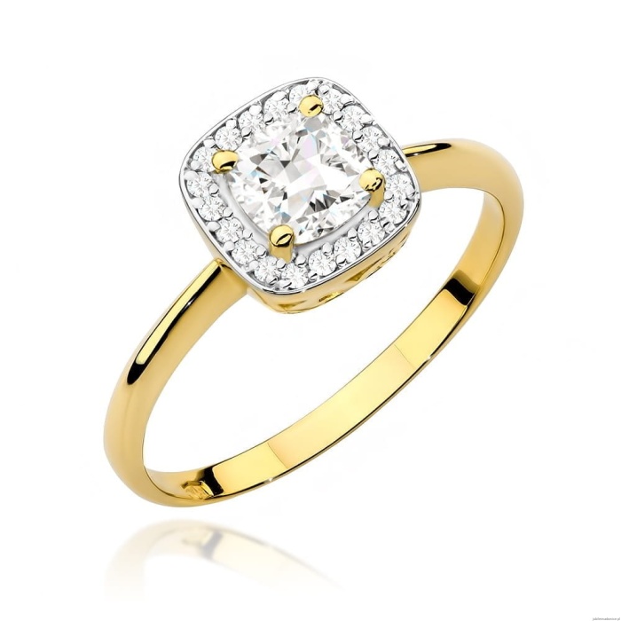 Pierścionek W0514 Biały Szafir 0,70ct żółte złoto 375
