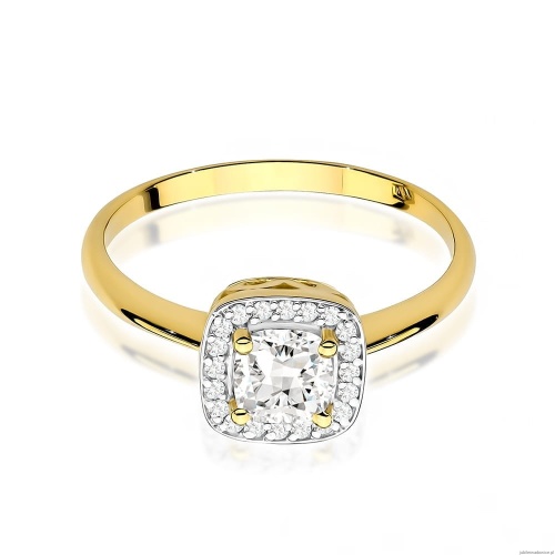 Pierścionek W0514 Biały Szafir 0,70ct żółte złoto 375