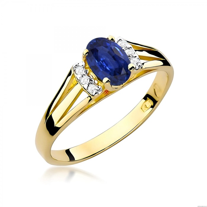 Pierścionek W0005 Szafir 0,70ct żółte złoto 375