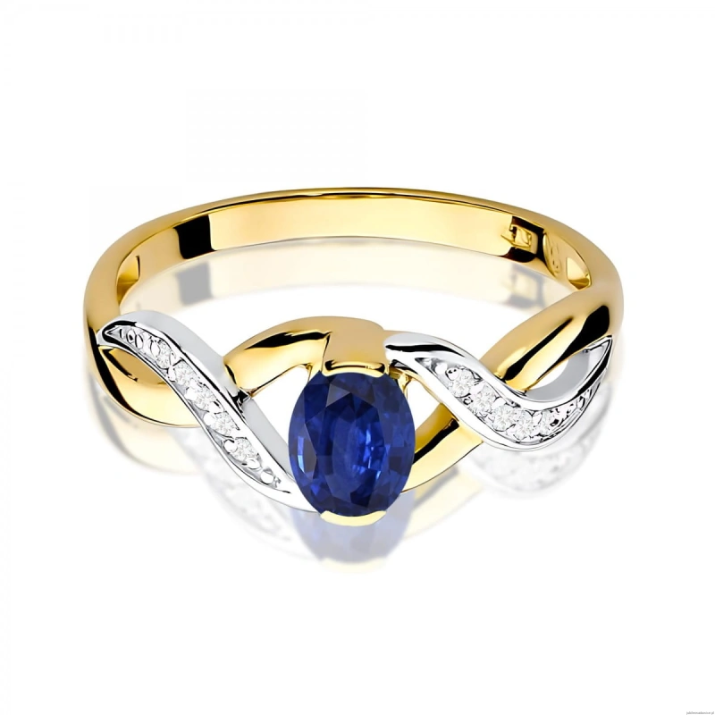 Pierścionek W0028 Szafir 0,70ct żółte złoto 375