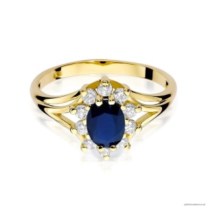 Pierścionek W0037 Szafir 0,90ct żółte złoto 375