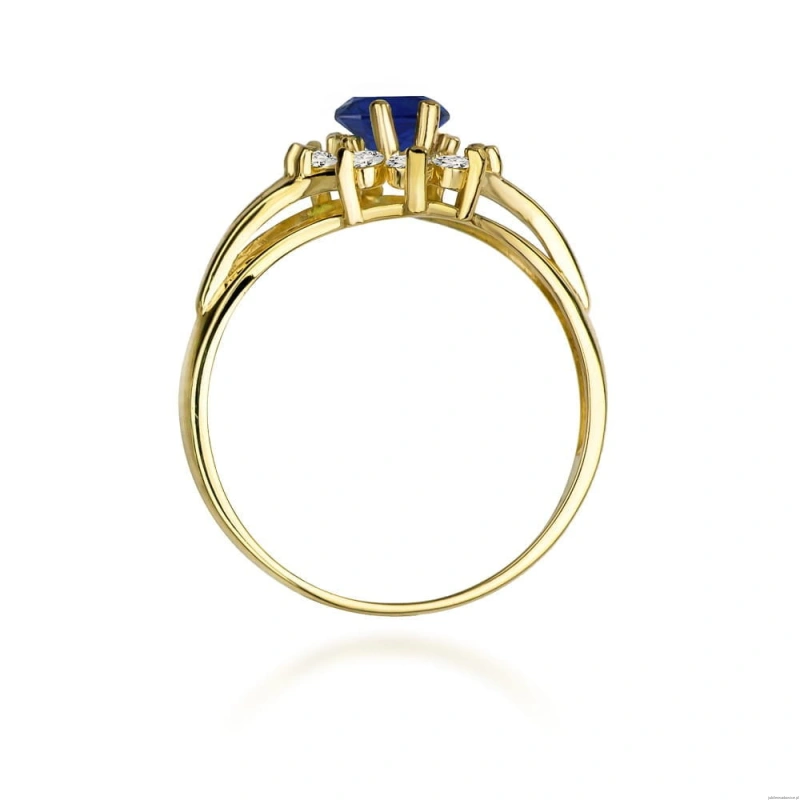 Pierścionek W0037 Szafir 0,90ct żółte złoto 375