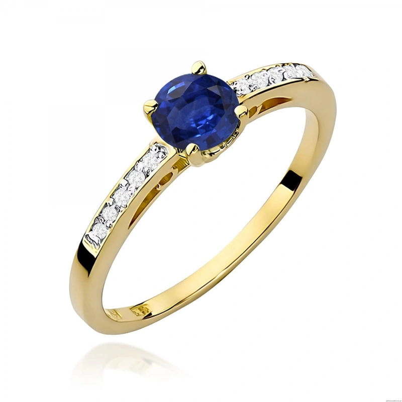 Pierścionek W0066 Szafir 0,50ct żółte złoto 375