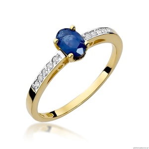 Pierścionek W0067 Szafir 0,70ct żółte złoto 375
