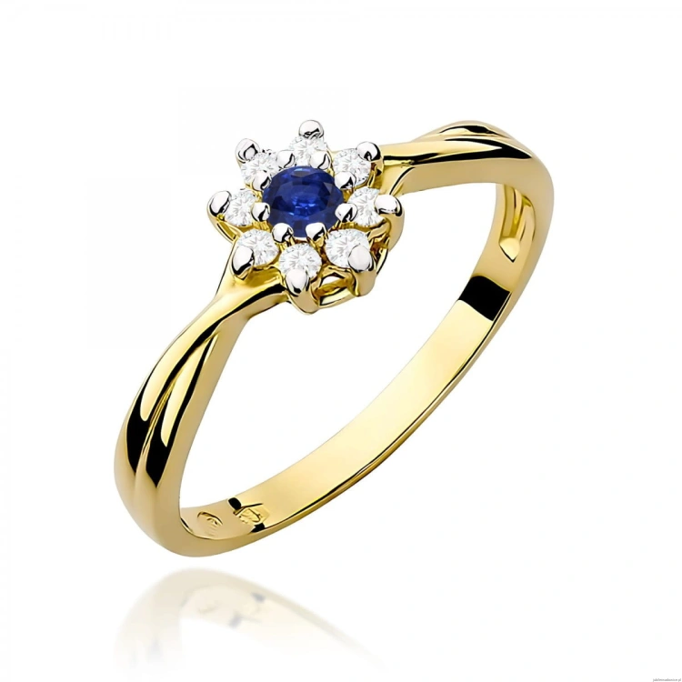 Pierścionek W0072 Szafir 0,15ct żółte złoto 375