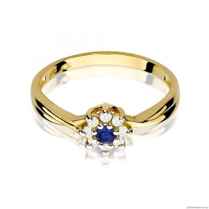 Pierścionek W0072 Szafir 0,15ct żółte złoto 375