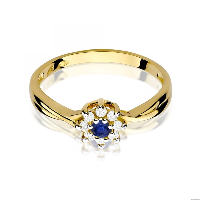 Pierścionek W0072 Szafir 0,15ct żółte złoto 375