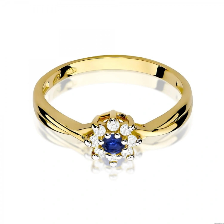 Pierścionek W0072 Szafir 0,15ct żółte złoto 375