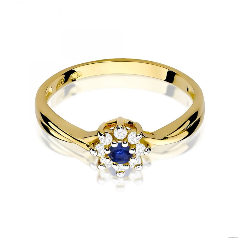 Pierścionek W0072 Szafir 0,15ct żółte złoto 375