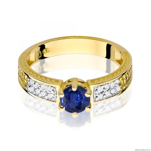Pierścionek W0075 Szafir 0,50ct żółte złoto 375
