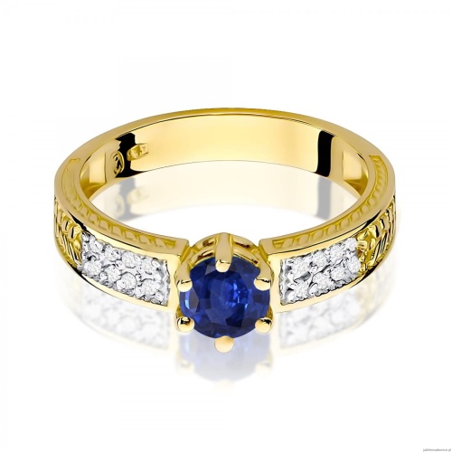 Pierścionek W0075 Szafir 0,50ct żółte złoto 375
