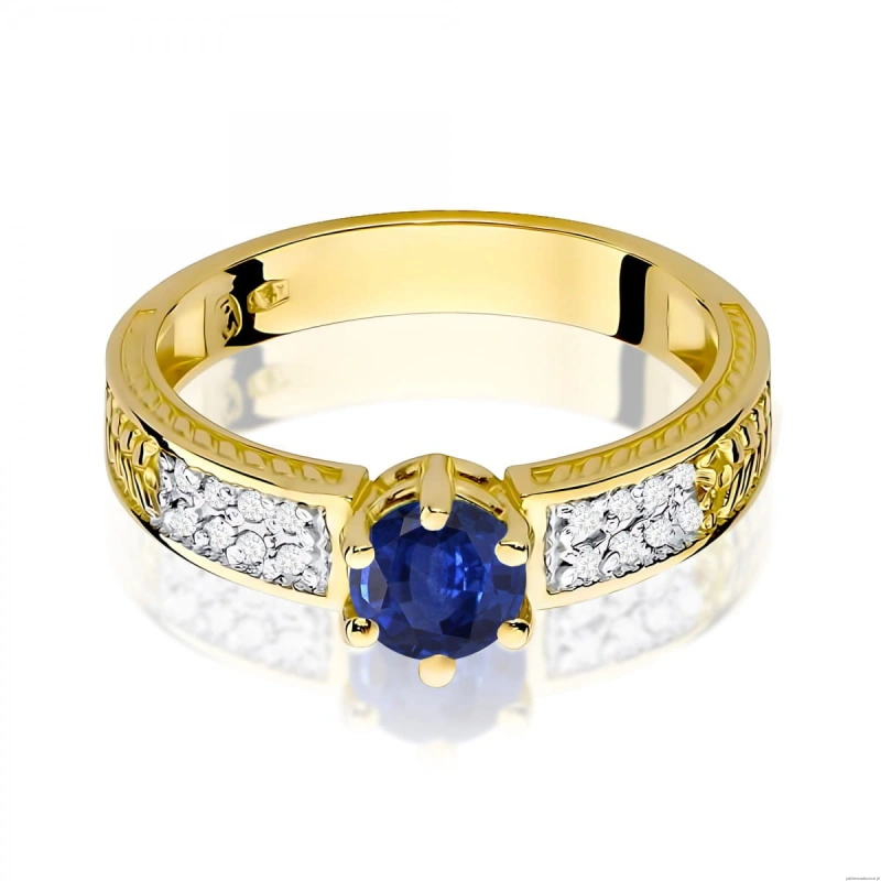 Pierścionek W0075 Szafir 0,50ct żółte złoto 375