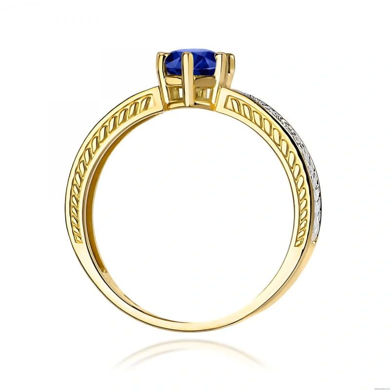Pierścionek W0075 Szafir 0,50ct żółte złoto 375
