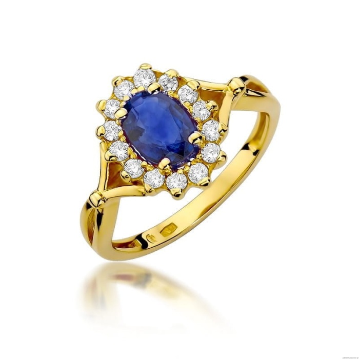 Pierścionek W0182 Szafir 0,90ct żółte złoto 375