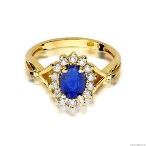 Pierścionek W0182 Szafir 0,90ct żółte złoto 375