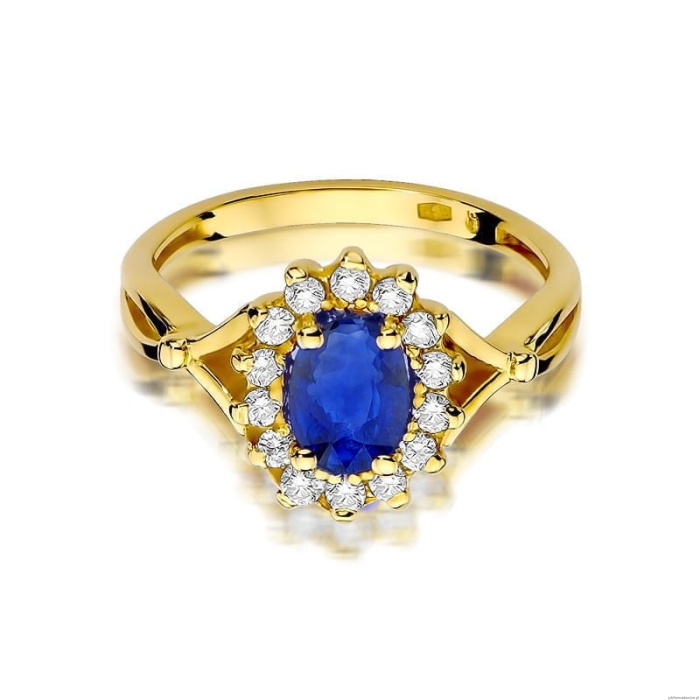 Pierścionek W0182 Szafir 0,90ct żółte złoto 375