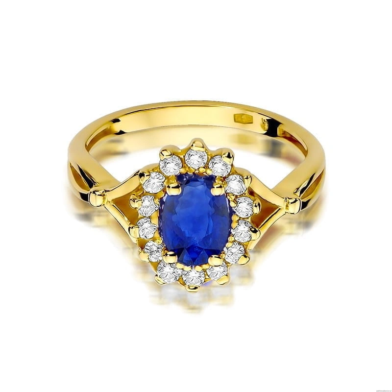 Pierścionek W0182 Szafir 0,90ct żółte złoto 375