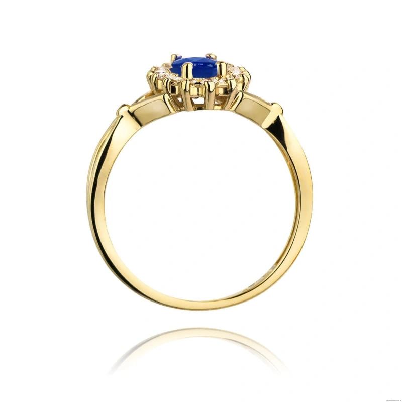 Pierścionek W0182 Szafir 0,90ct żółte złoto 375