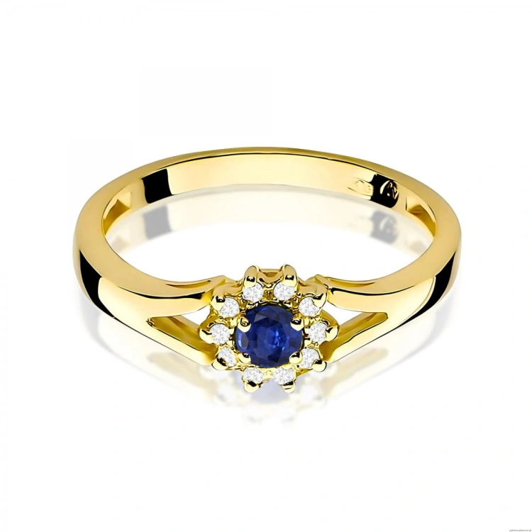 Pierścionek W0185 Szafir 0,15ct żółte złoto 375