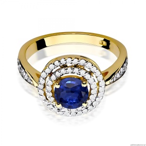 Pierścionek W0274 Szafir 1,00ct żółte złoto 375