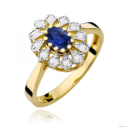 Pierścionek W0354 Szafir 0,70ct żółte złoto 375