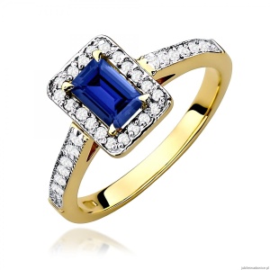 Pierścionek W0422 Szafir 0,60ct żółte złoto 375