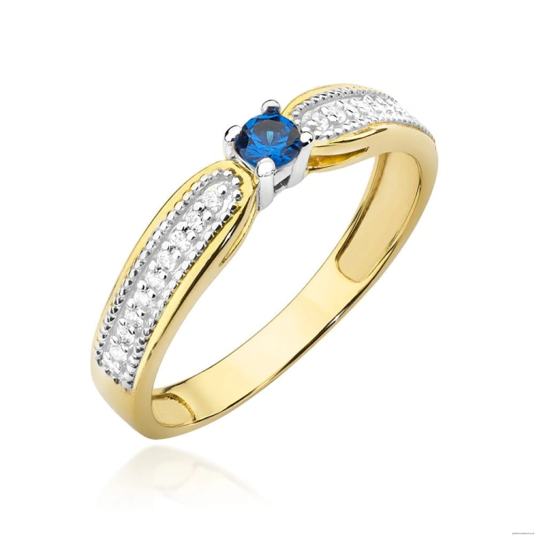 Pierścionek W0449 Szafir 0,15ct żółte złoto 375