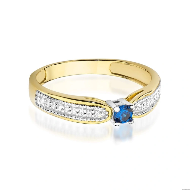 Pierścionek W0449 Szafir 0,15ct żółte złoto 375