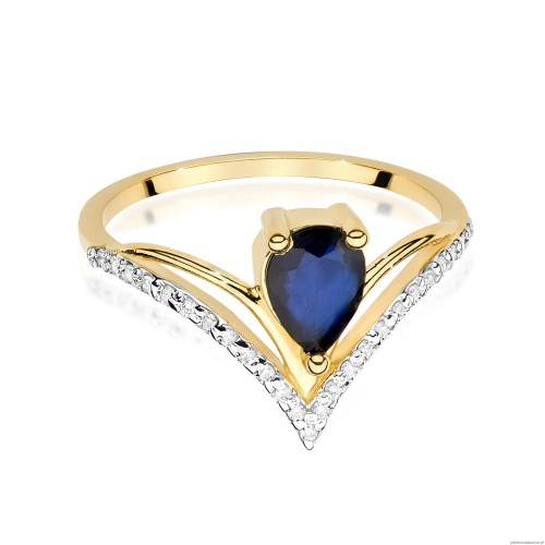 Pierścionek W0487 Szafir 0,60ct żółte złoto 375