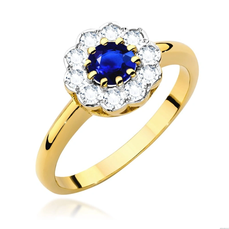 Pierścionek W0529 Szafir 0,50ct żółte złoto 375