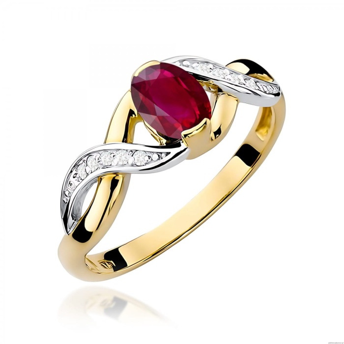 Pierścionek W0028 Rubin 0,60ct żółte złoto 375
