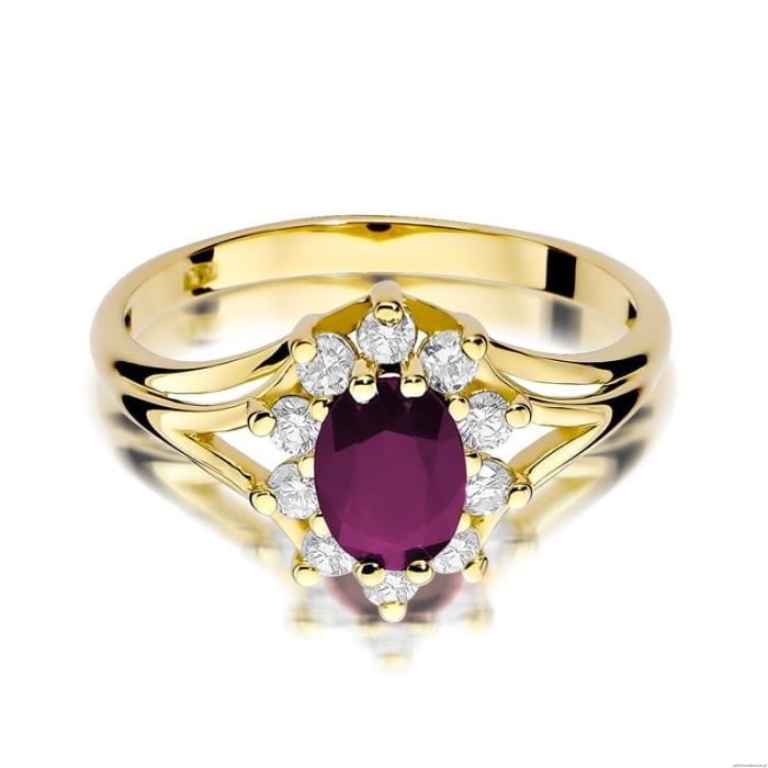 Pierścionek W0037 Rubin 1,00ct żółte złoto 375