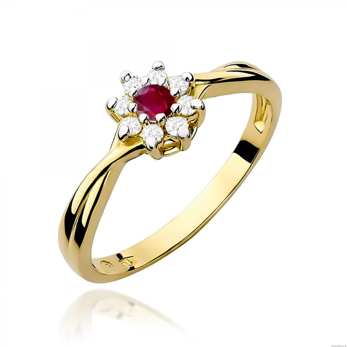 Pierścionek W0072 Rubin 0,15ct żółte złoto 375