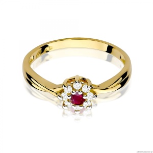 Pierścionek W0072 Rubin 0,15ct żółte złoto 375
