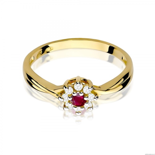 Pierścionek W0072 Rubin 0,15ct żółte złoto 375