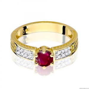 Pierścionek W0075 Rubin 0,60ct żółte złoto 375