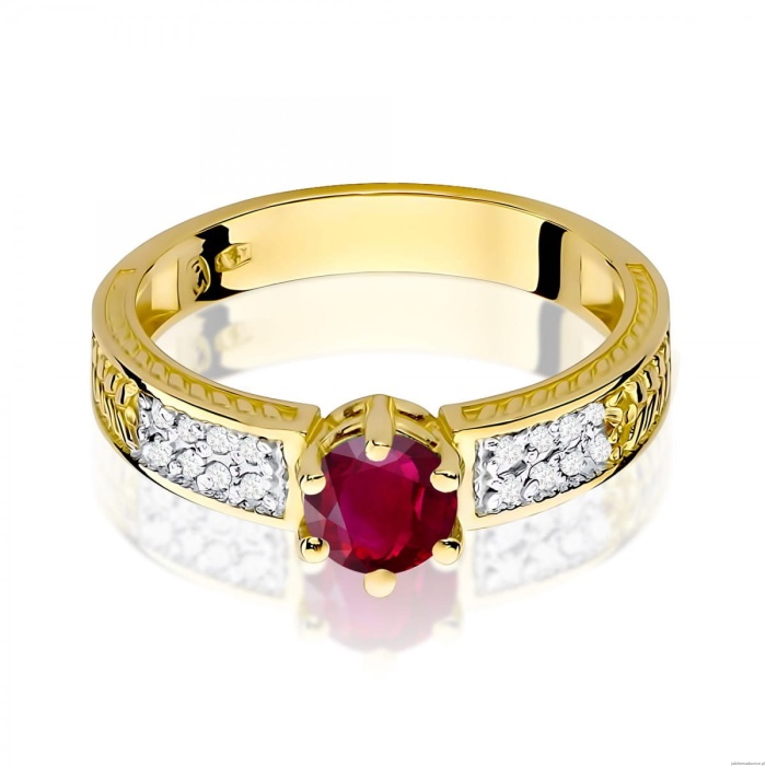 Pierścionek W0075 Rubin 0,60ct żółte złoto 375