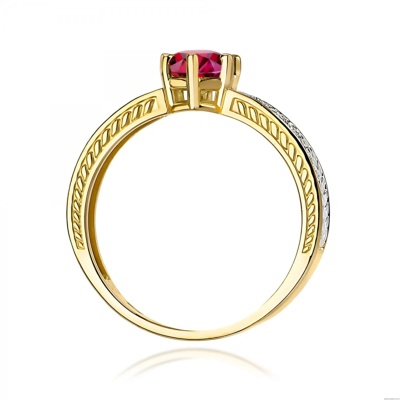 Pierścionek W0075 Rubin 0,60ct żółte złoto 375