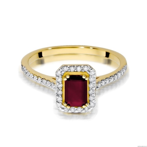 Pierścionek W0403 Rubin 0,80ct żółte złoto 375