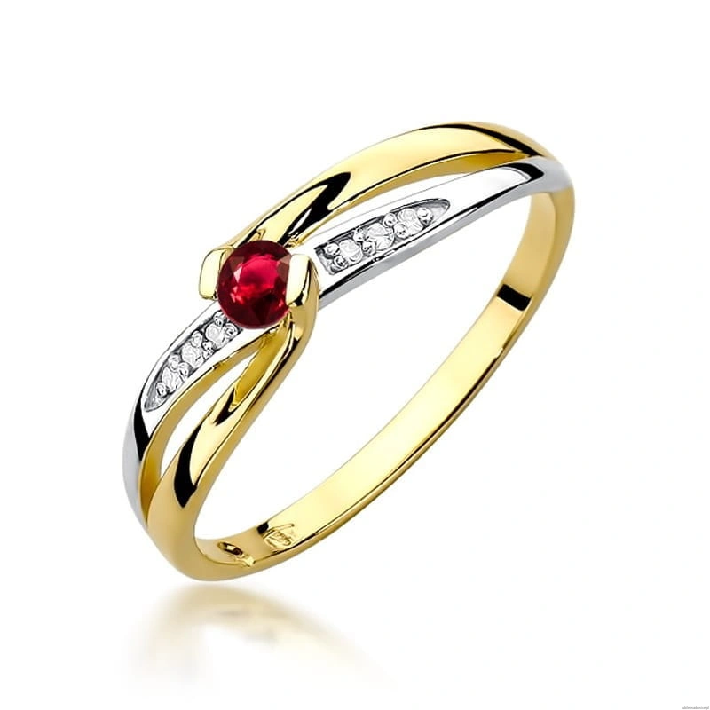 Pierścionek W0415 Rubin 0,15ct żółte złoto 375