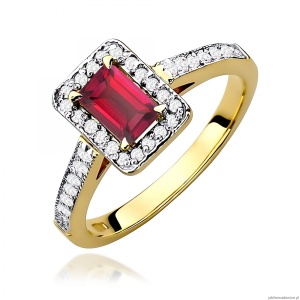 Pierścionek W0422 Rubin 0,80ct żółte złoto 375
