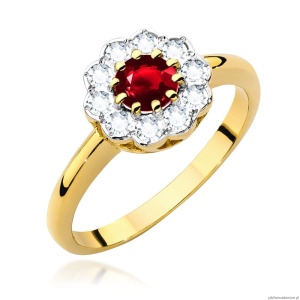 Pierścionek W0529 Rubin 0,60ct żółte złoto 375