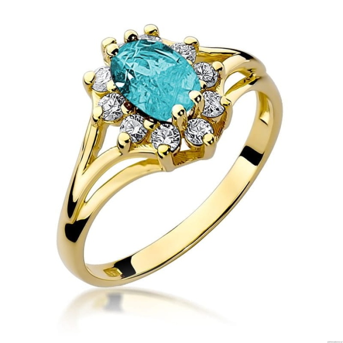 Pierścionek W0037 Topaz Swiss 0,90ct żółte złoto 375