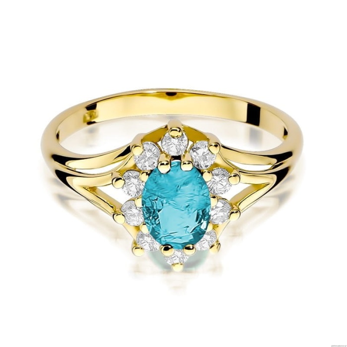 Pierścionek W0037 Topaz Swiss 0,90ct żółte złoto 375
