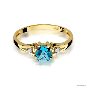 Pierścionek W0044 Topaz Swiss 0,70ct żółte złoto 375